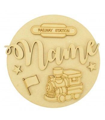 Laser Cut Personalised 3D Basic Circle Plaque - Train Themed